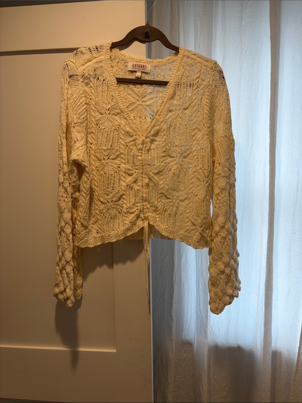 Shyanne Cream Crochet Knit V-Neck Cardigan